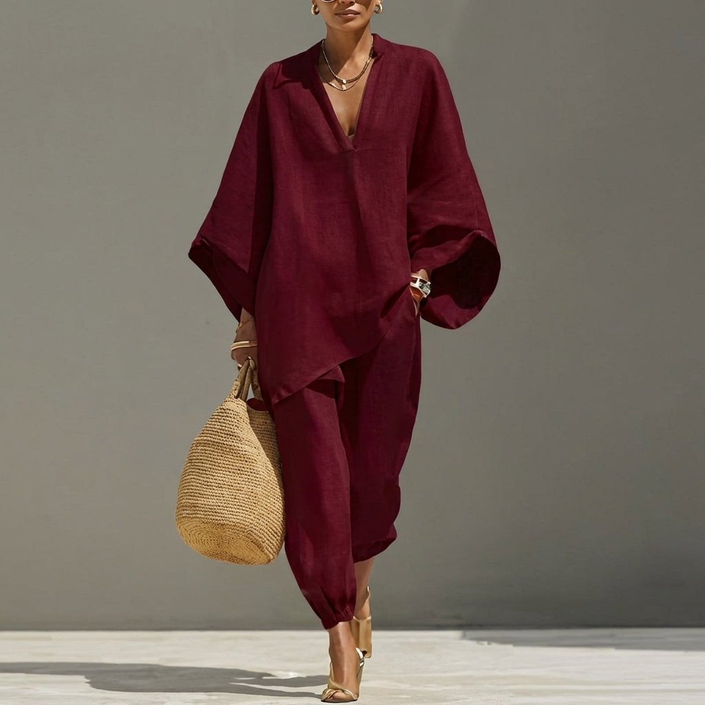 Marina | Conjunto casual de dos piezas con escote en V
