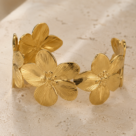 Elisa | Brazalete Floral de Acero Inoxidable