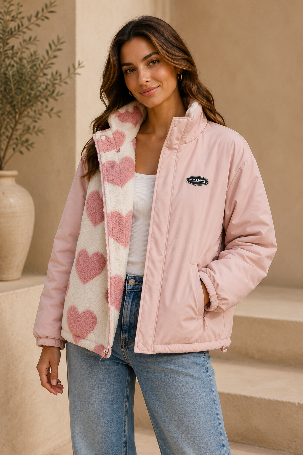 Mónica | Chaqueta Reversible con Corazones