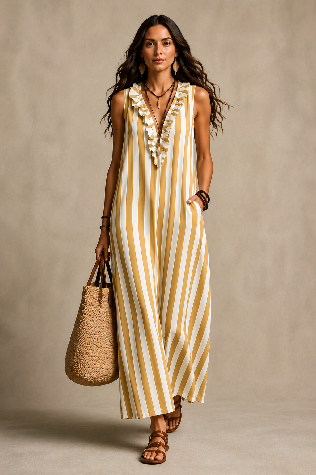 Capri | Vestido Maxi de Rayas