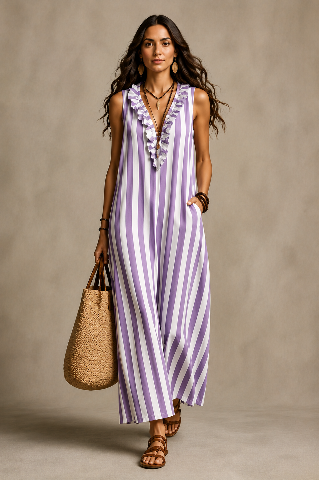 Capri | Vestido Maxi de Rayas