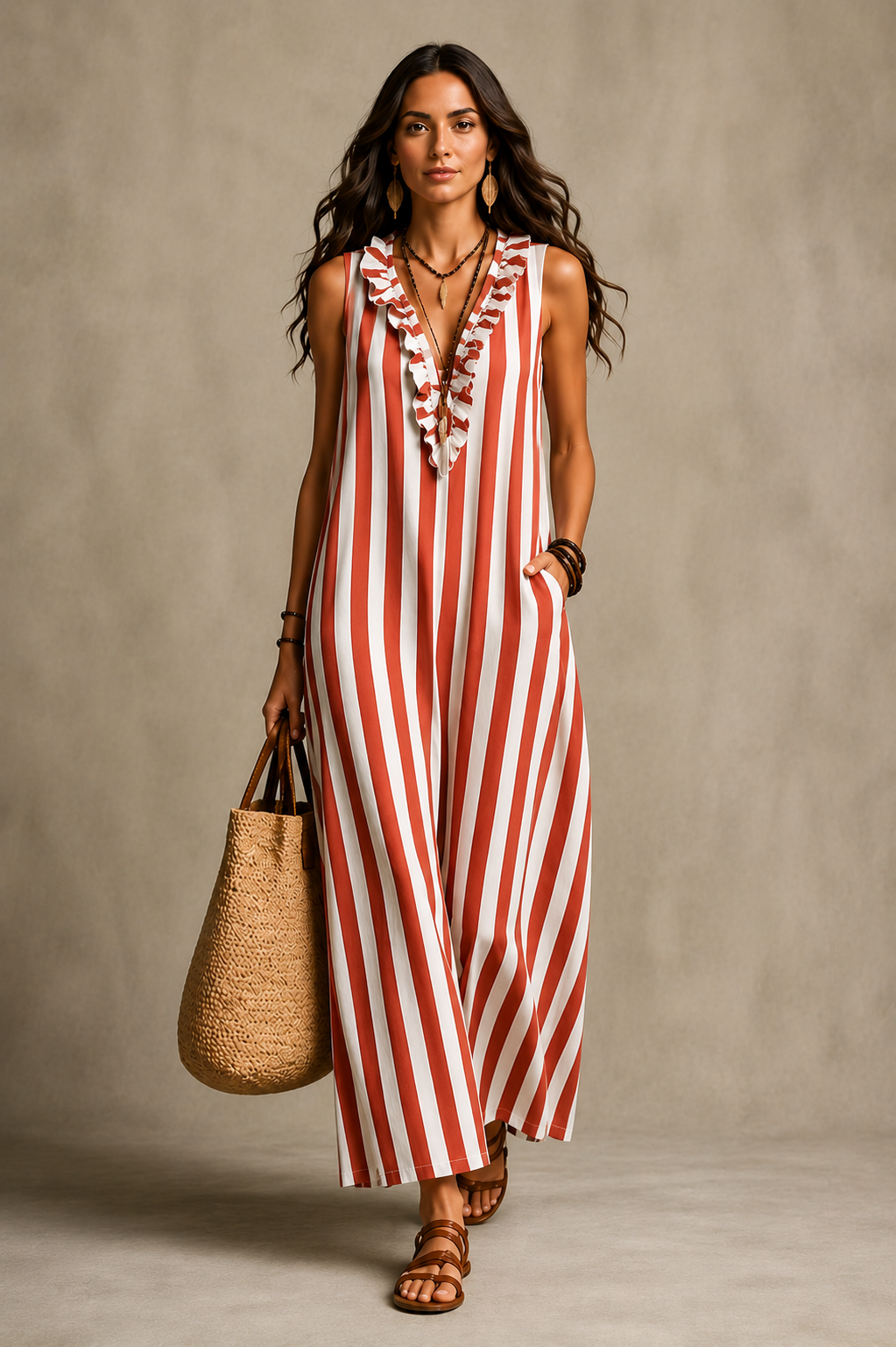 Capri | Vestido Maxi de Rayas