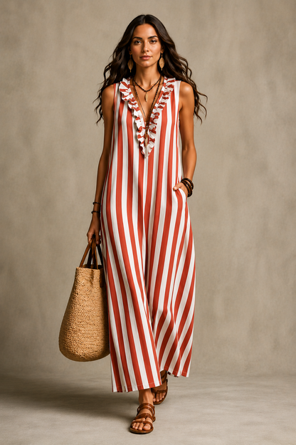 Capri | Vestido Maxi de Rayas