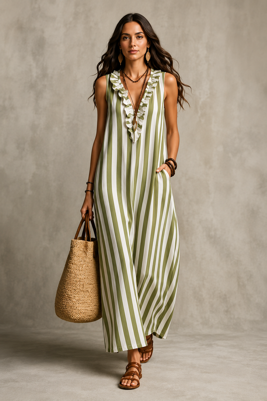Capri | Vestido Maxi de Rayas